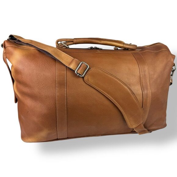 Piel Leather Vintage Colombian Duffel Travel Overnight Bag Weekender Rugged - Picture 12 of 16